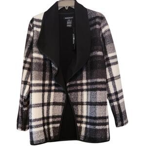 NWT Parasuco Boucle Plaid Cardigan Jacket Coatigan Shacket, black & gray, sz M